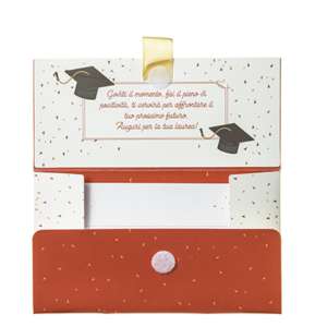 Biglietto Pochette Laurea-Congratulazioni Beige Rosso