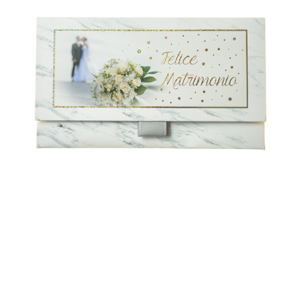 Biglietto Pochette Matrimonio Bouquet Effetto Marmo