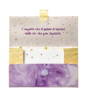 biglietto pochette 18 anni palloncini marmo viola