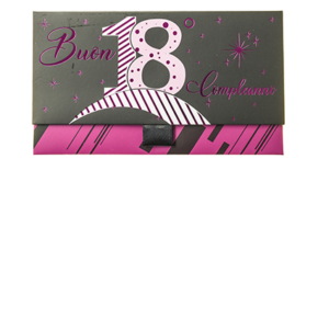 Biglietto Pochette 18 Anni Nero Fucsia