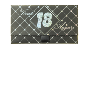 Biglietto Pochette 18 Anni Nero Glitter