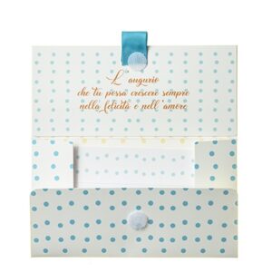 Biglietto Pochette Battesimo Charms Azzurro
