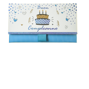 Biglietto Pochette Compleanno “Buon Compleanno” Birthday Cake Azzurro