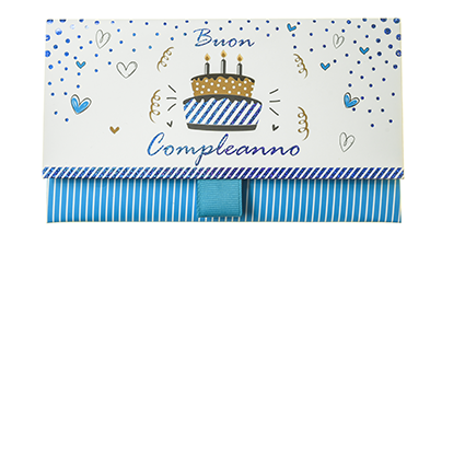 Biglietto Pochette Compleanno “Buon Compleanno” Birthday Cake Azzurro