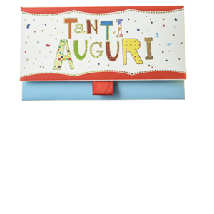 Biglietto Pochette Compleanno “Tanti Auguri” MultiColor ha dimensioni 16 x 10 x 9 cm ed è pratico e tascabile.