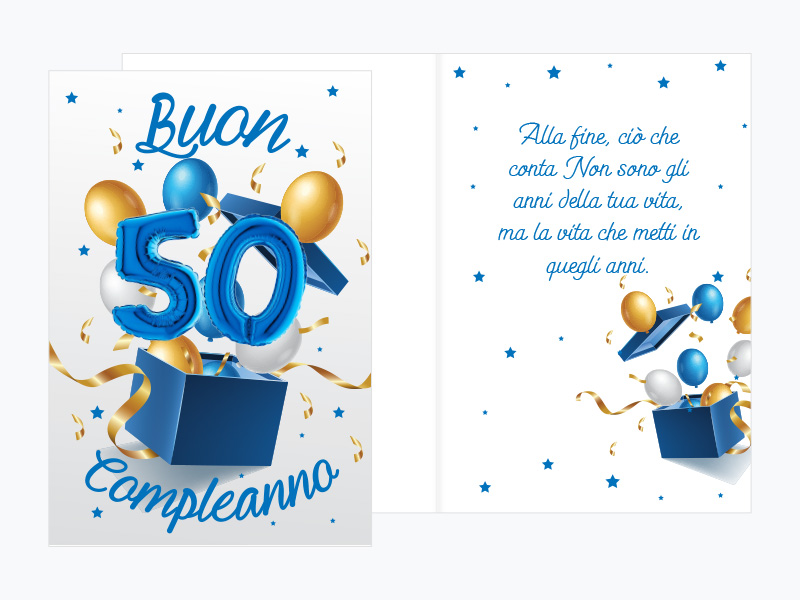 Biglietto d'auguri augurale 50 anni Compleanno - Uomo - completo di busta