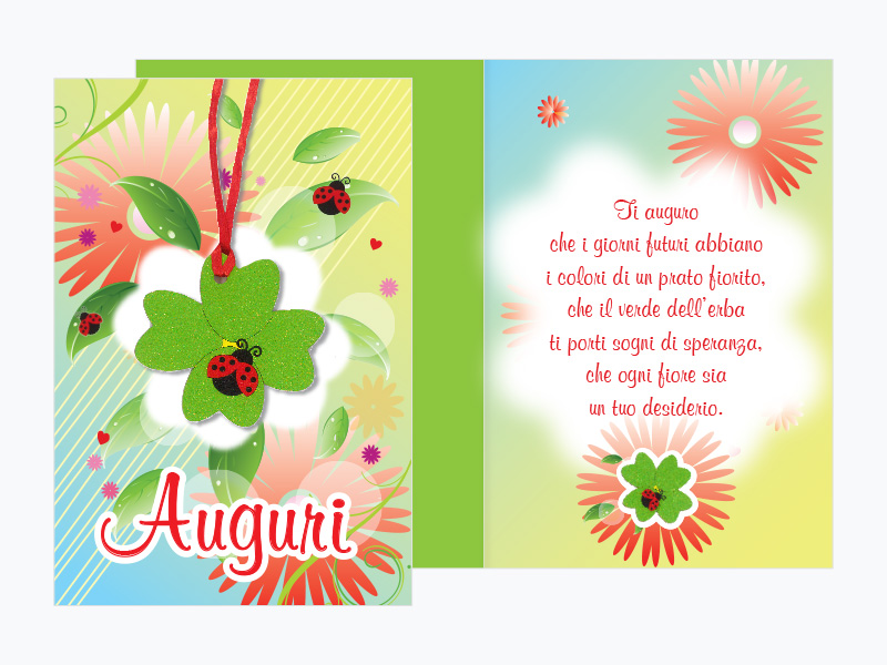 Biglietto Auguri Porta Fortuna con Coccinella - Parole di Carta